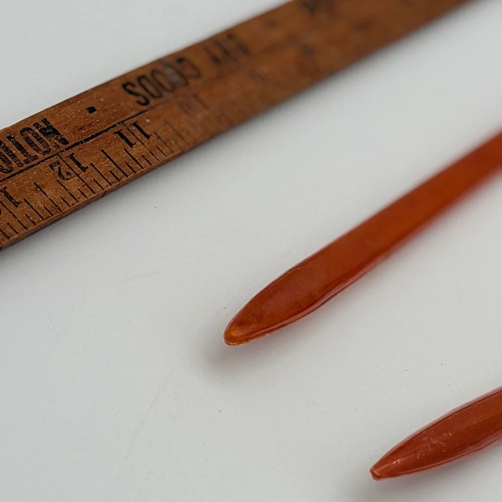 Vintage MCM Burnt Orange Lucite Salad Server Tulip Serving Spoon Fork Set 11.5in